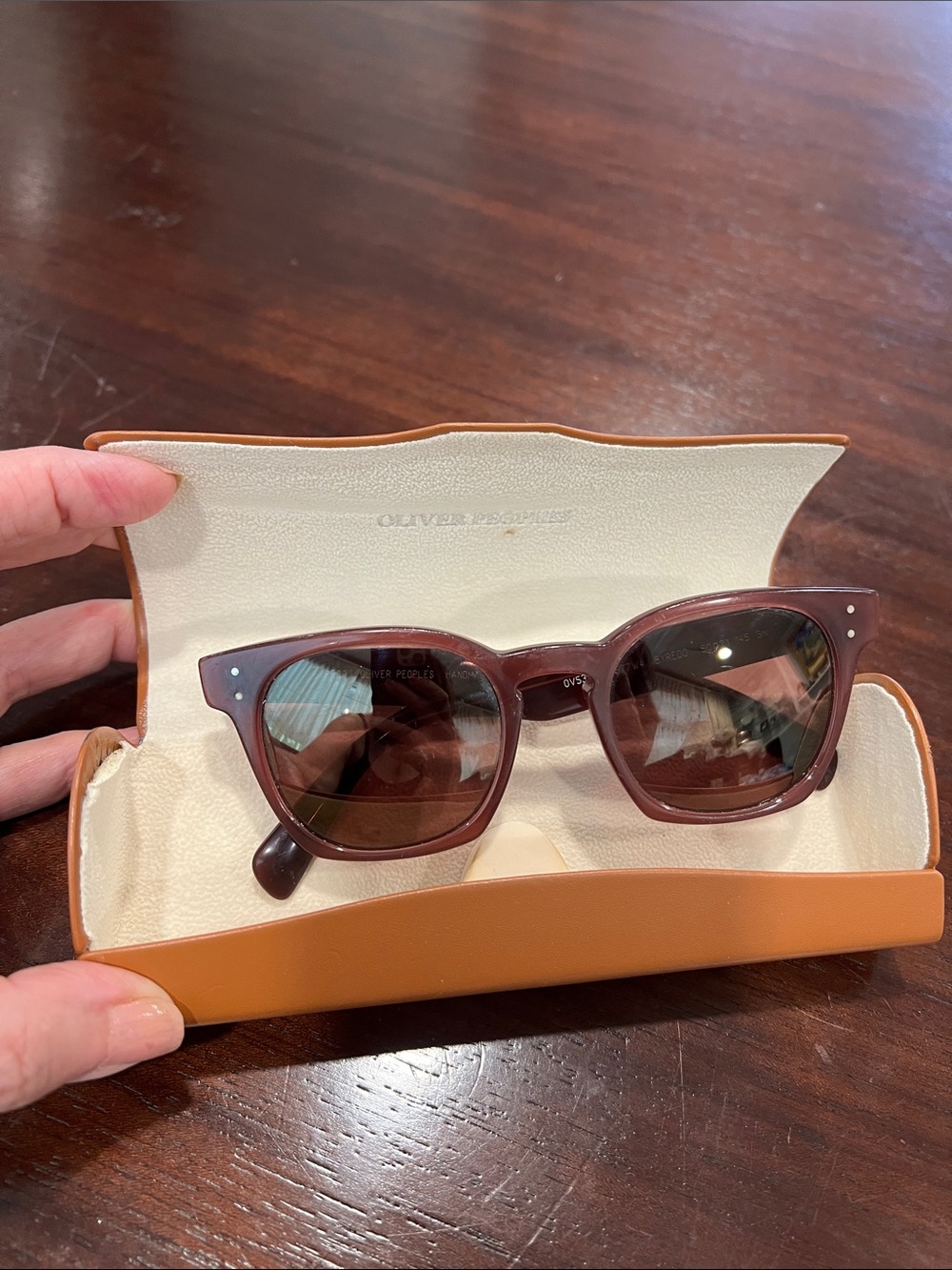 Oliver Peoples Translucent Mauve Square Sunglasses
